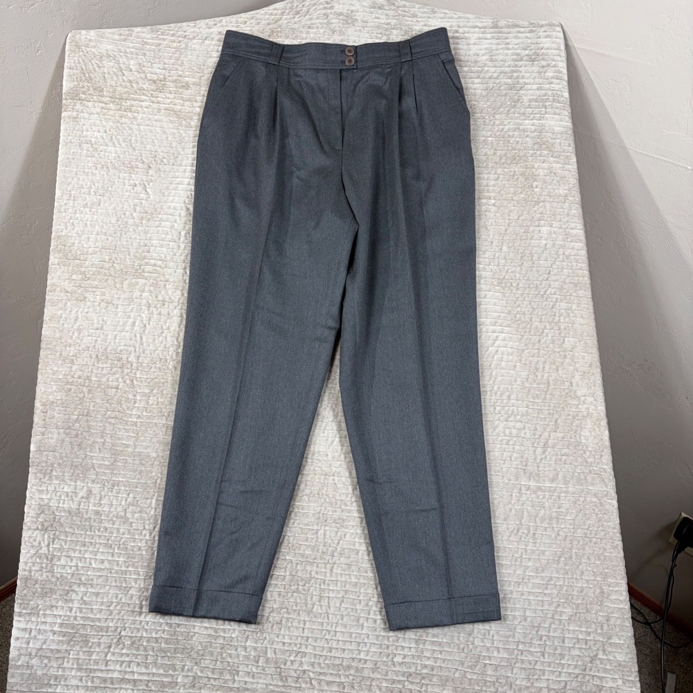 Vintage Antonette Franz Haushofer West Germany Gray Wool Pleated Cuffed Pants 44